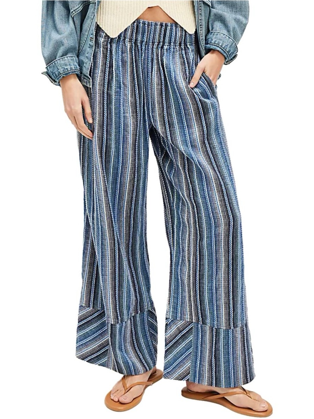 Free people days end linen striped pants sz S